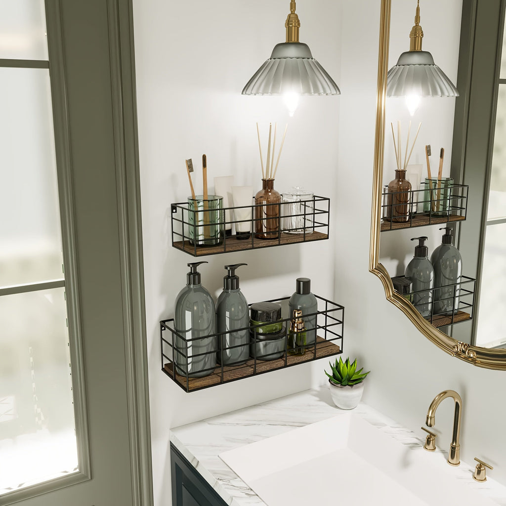 ClassicSet: Wooden Wall Shelves – Stylish, Robust & Floating for Living Room, Bedroom & Dining Room