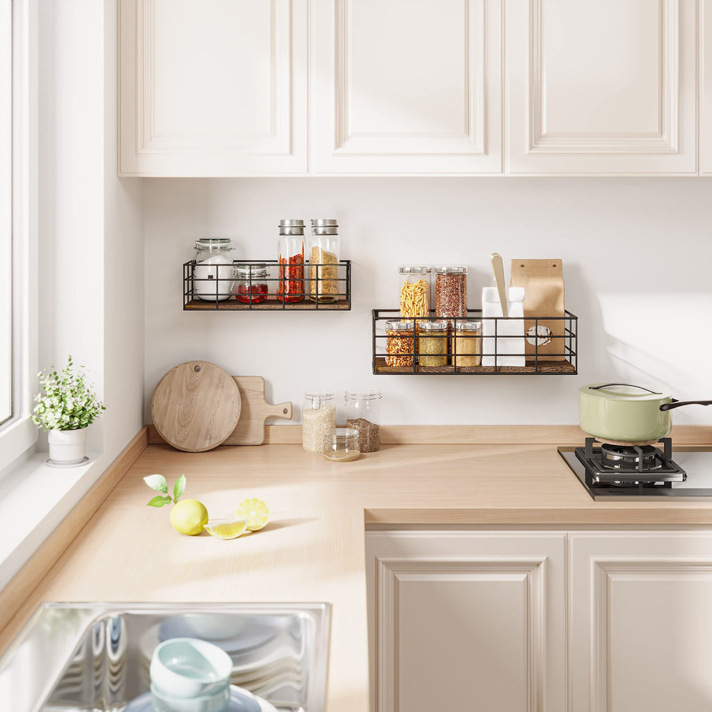 ClassicSet: Wooden Wall Shelves – Stylish, Robust & Floating for Living Room, Bedroom & Dining Room