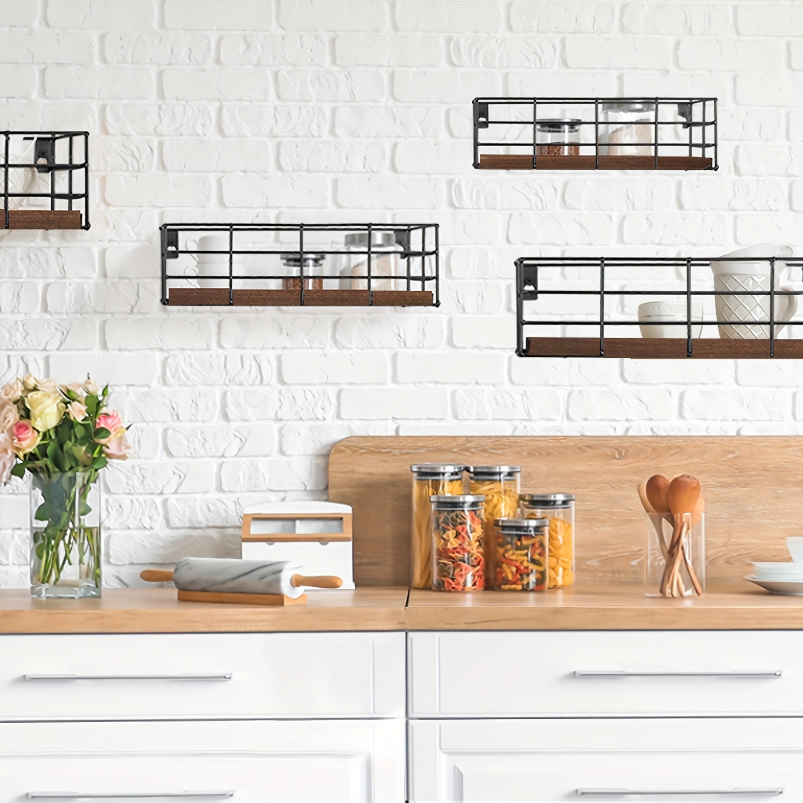 ClassicSet: Wooden Wall Shelves – Stylish, Robust & Floating for Living Room, Bedroom & Dining Room