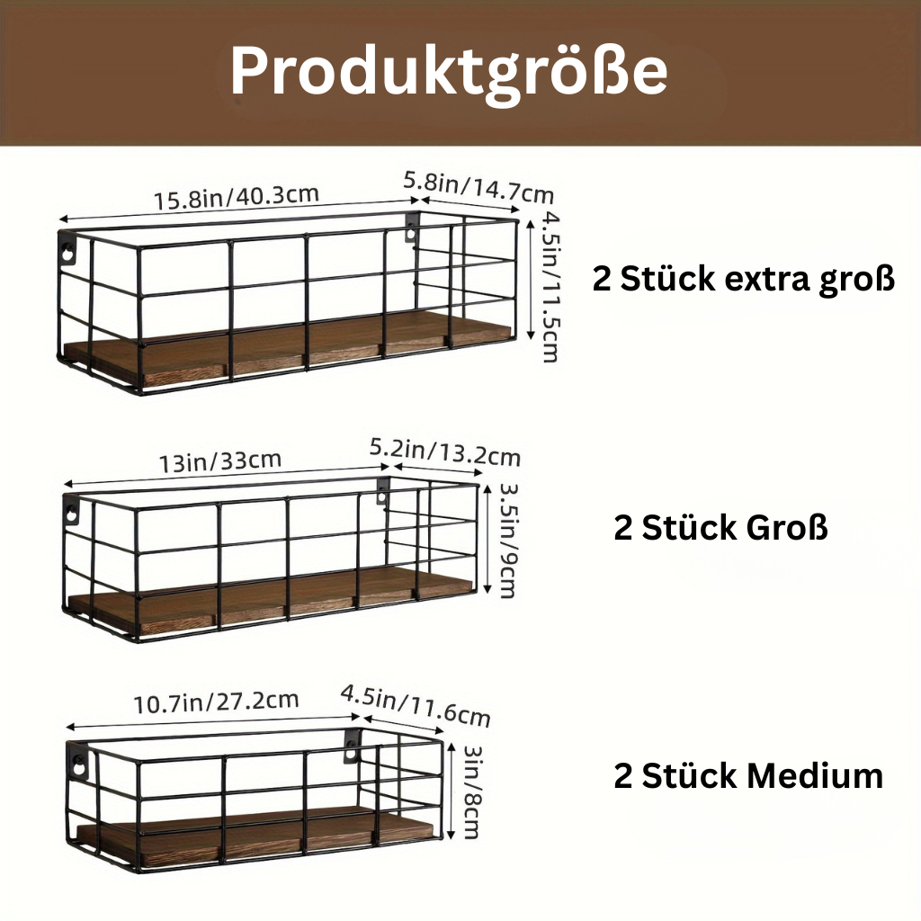ClassicSet: Wooden Wall Shelves – Stylish, Robust & Floating for Living Room, Bedroom & Dining Room