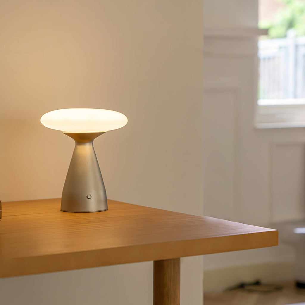 Cordless Metal & Glass Table Lamp (Rechargeable)