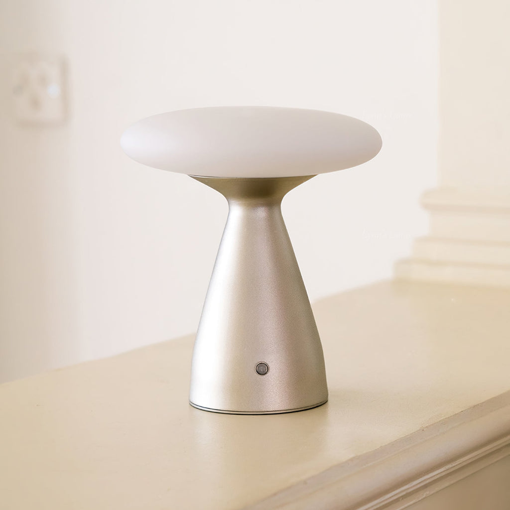 Cordless Metal & Glass Table Lamp (Rechargeable)