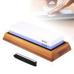 Knife Sharpening Whetstone 1000 6000 Grit Corundum with Bamboo Base