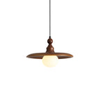 Frosted Globe & Wood Saucer Pendant Light