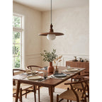 Frosted Globe & Wood Saucer Pendant Light