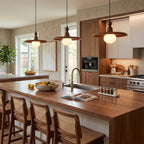 Frosted Globe & Wood Saucer Pendant Light