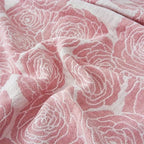 Whispering Bait: Elegant Cotton Blanket with Rose Jacquard & Light Texture – for Sofa & Bedroom