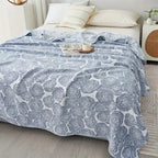 Whispering Bait: Elegant Cotton Blanket with Rose Jacquard & Light Texture – for Sofa & Bedroom
