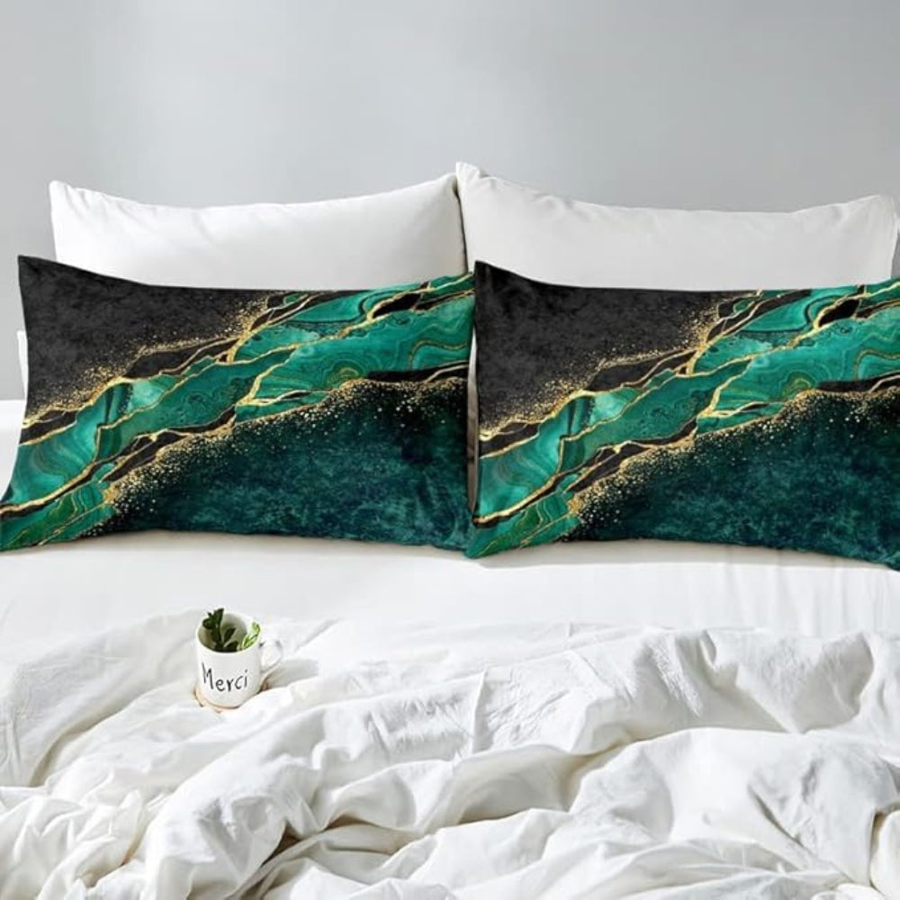 RoyalNest: Duvet Cover Set Elegant – Soft, Easy Care & Modern with Golden Marble Pattern for Guest Rooms