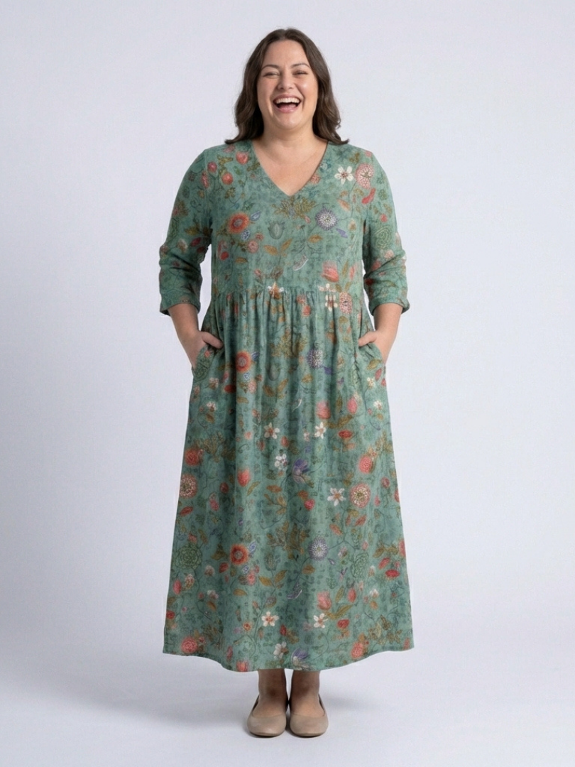 Elegant Floral Print Pocket Maxi Dress for Women