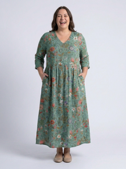Elegant Floral Print Pocket Maxi Dress for Women