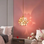 Bela Glass Pendant Light | Floral Design, Brass Finish
