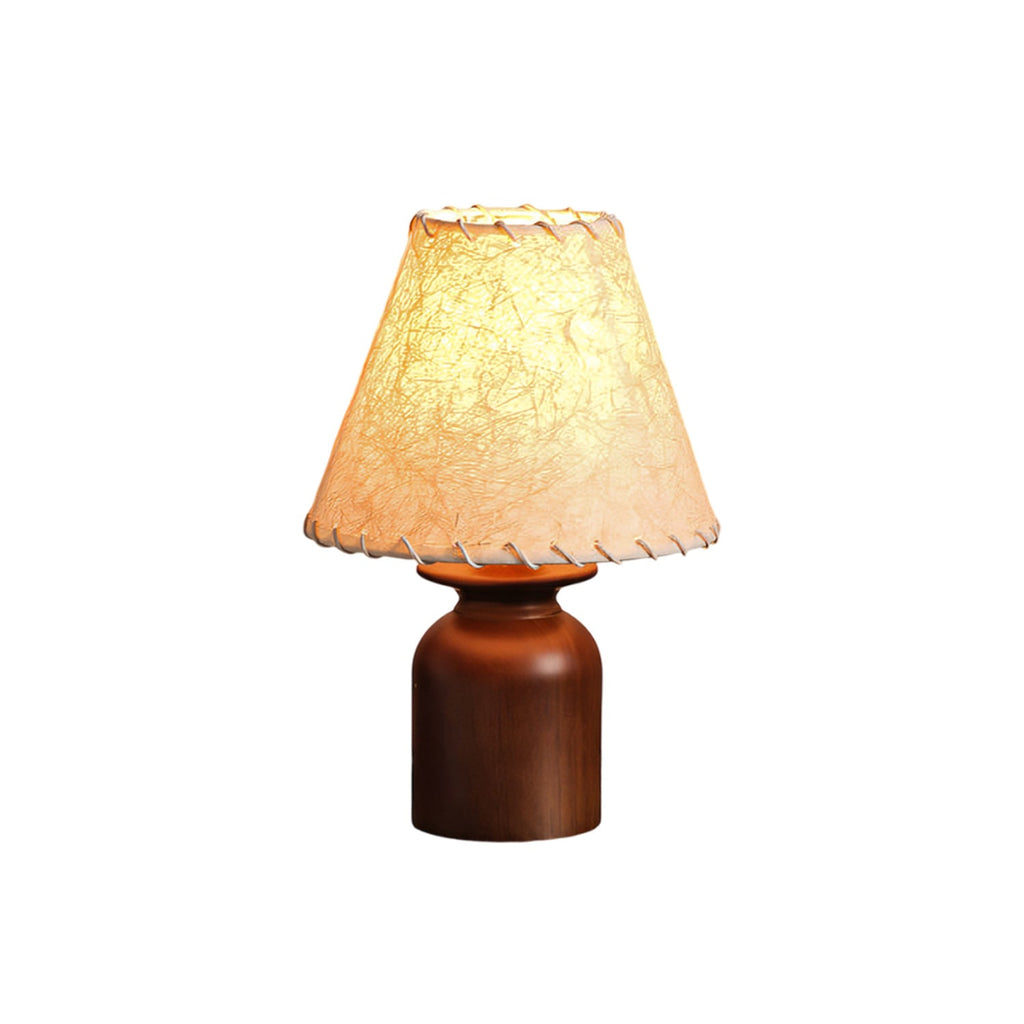 Parchment Shade Wood Base Table Lamp