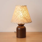 Parchment Shade Wood Base Table Lamp