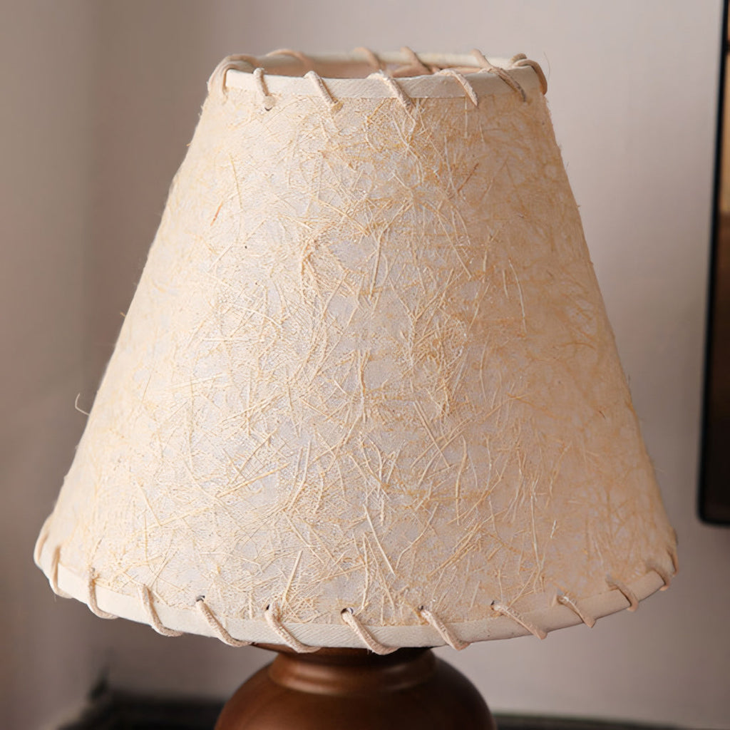 Parchment Shade Wood Base Table Lamp