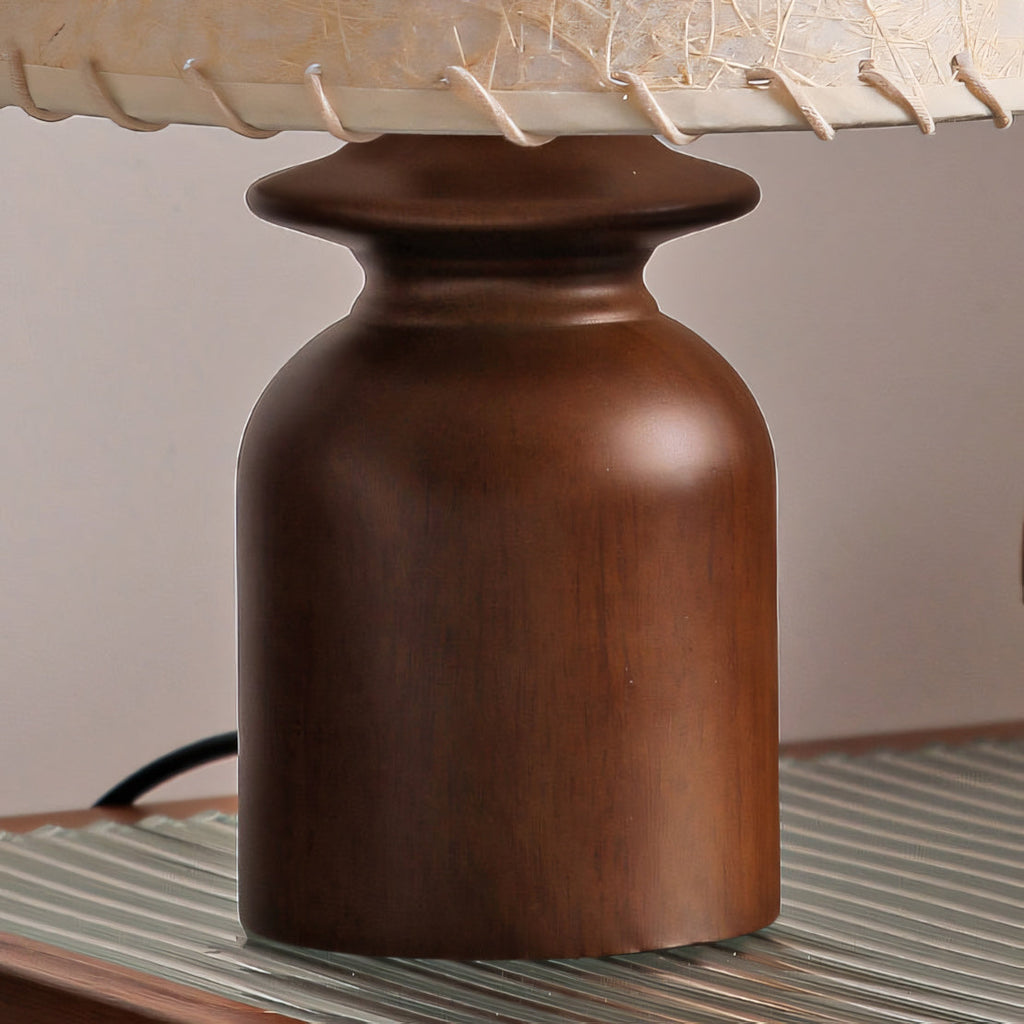 Parchment Shade Wood Base Table Lamp