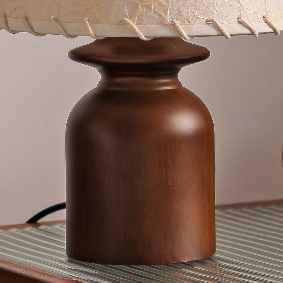 Parchment Shade Wood Base Table Lamp