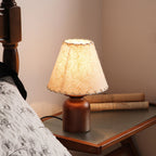 Parchment Shade Wood Base Table Lamp
