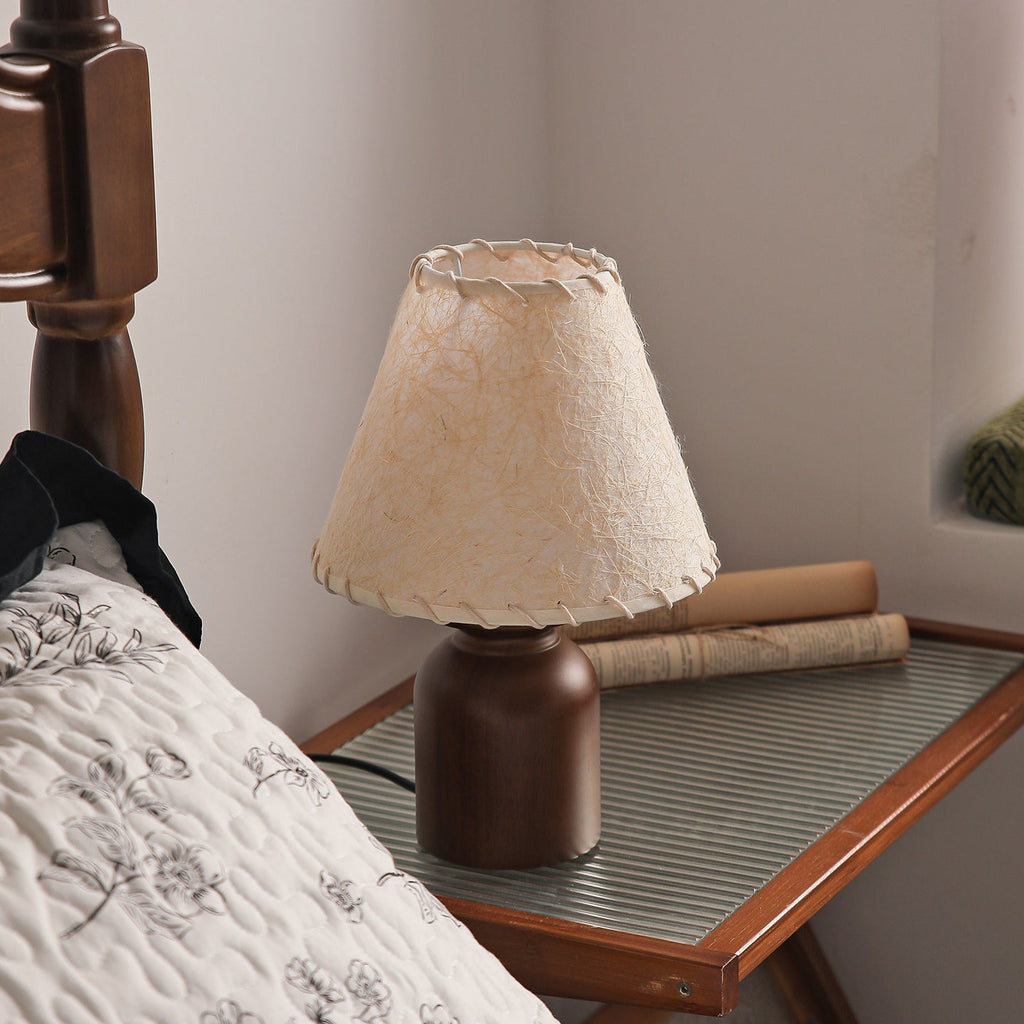 Parchment Shade Wood Base Table Lamp