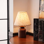 Parchment Shade Wood Base Table Lamp