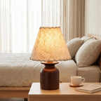 Parchment Shade Wood Base Table Lamp