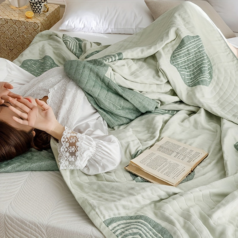 KreisFlair: Cotton blankets in a stylish round design with lightweight cotton quality & easy-care structure – for sofa & bed