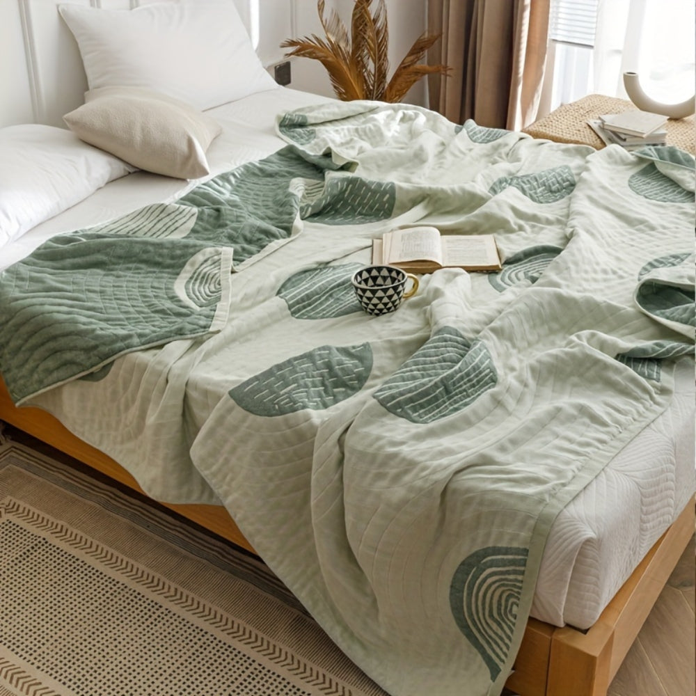 KreisFlair: Cotton blankets in a stylish round design with lightweight cotton quality & easy-care structure – for sofa & bed