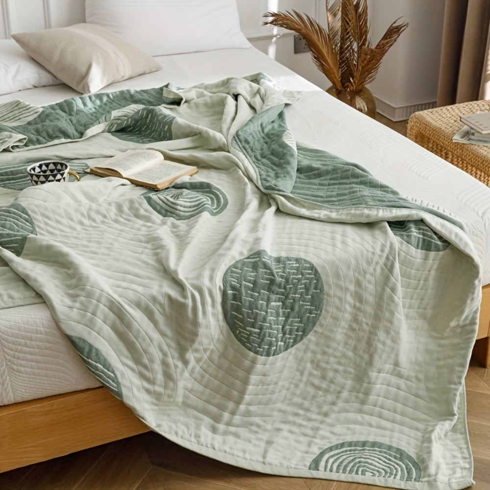 KreisFlair: Cotton blankets in a stylish round design with lightweight cotton quality & easy-care structure – for sofa & bed