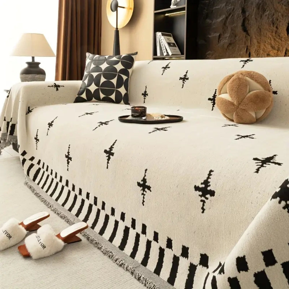 Cross Weave Sofa Cover: Modern Cross Pattern in Soft Microfiber with Non-Slip Surface – for Sofa and Living Room