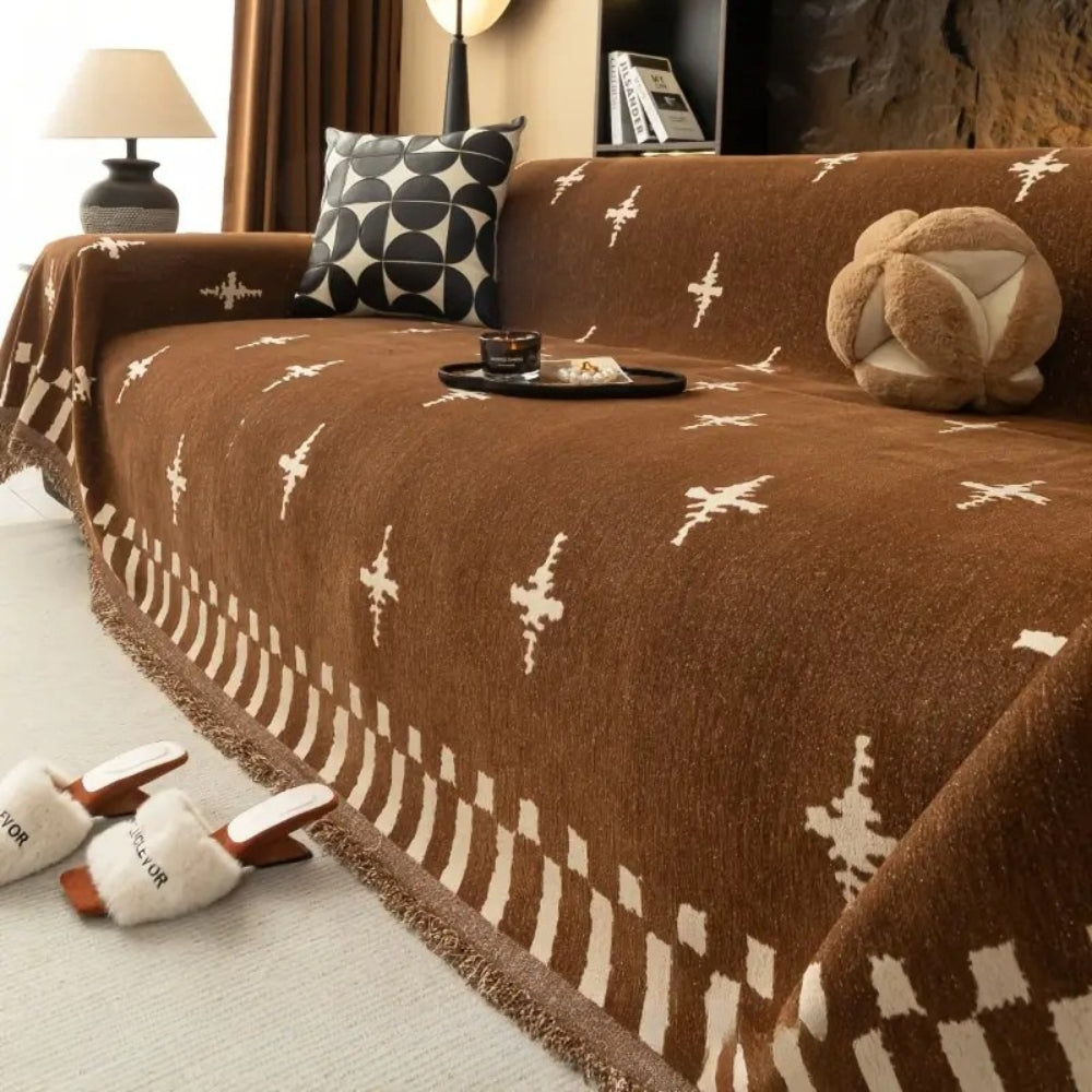 Cross Weave Sofa Cover: Modern Cross Pattern in Soft Microfiber with Non-Slip Surface – for Sofa and Living Room