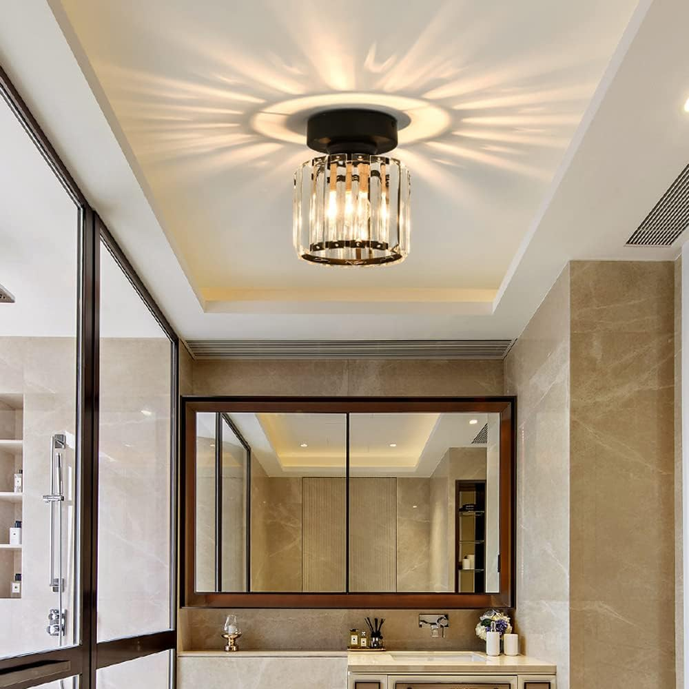 KristallÉtoile: Modern Ceiling Light Brass & Crystal – 1-Light, Easy to Care for Dining Room & Living Room