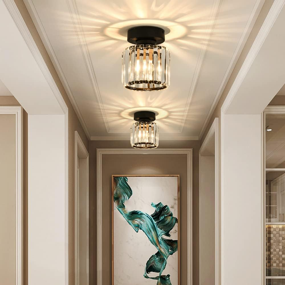 KristallÉtoile: Modern Ceiling Light Brass & Crystal – 1-Light, Easy to Care for Dining Room & Living Room