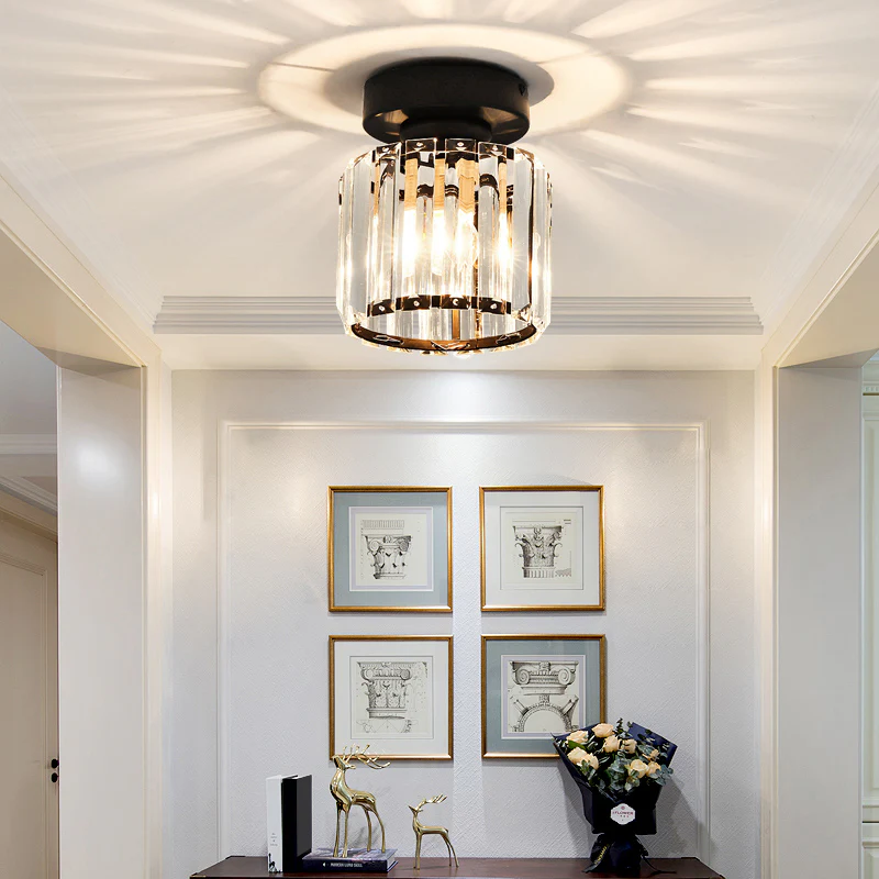 KristallÉtoile: Modern Ceiling Light Brass & Crystal – 1-Light, Easy to Care for Dining Room & Living Room