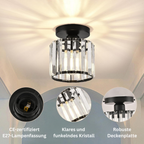 KristallÉtoile: Modern Ceiling Light Brass & Crystal – 1-Light, Easy to Care for Dining Room & Living Room
