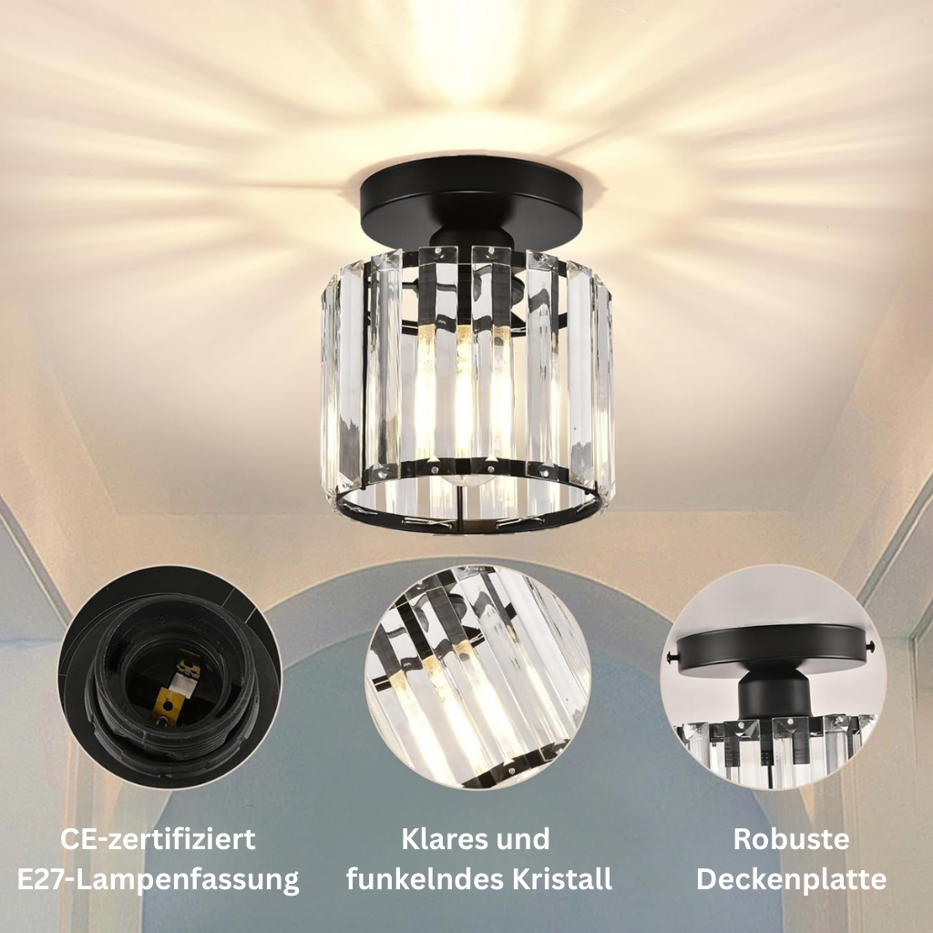 KristallÉtoile: Modern Ceiling Light Brass & Crystal – 1-Light, Easy to Care for Dining Room & Living Room