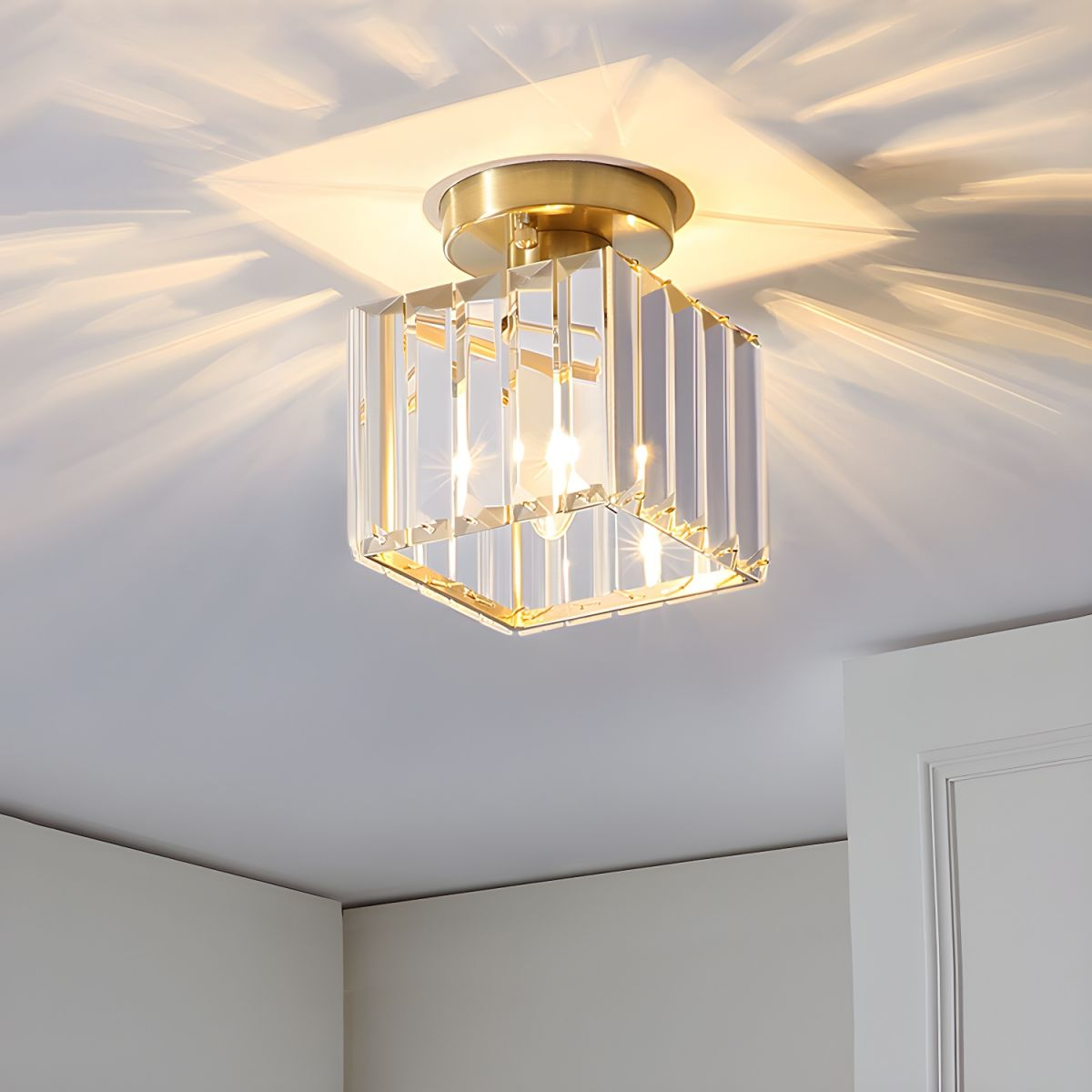 KristallÉtoile: Modern Ceiling Light Brass & Crystal – 1-Light, Easy to Care for Dining Room & Living Room