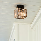 KristallÉtoile: Modern Ceiling Light Brass & Crystal – 1-Light, Easy to Care for Dining Room & Living Room