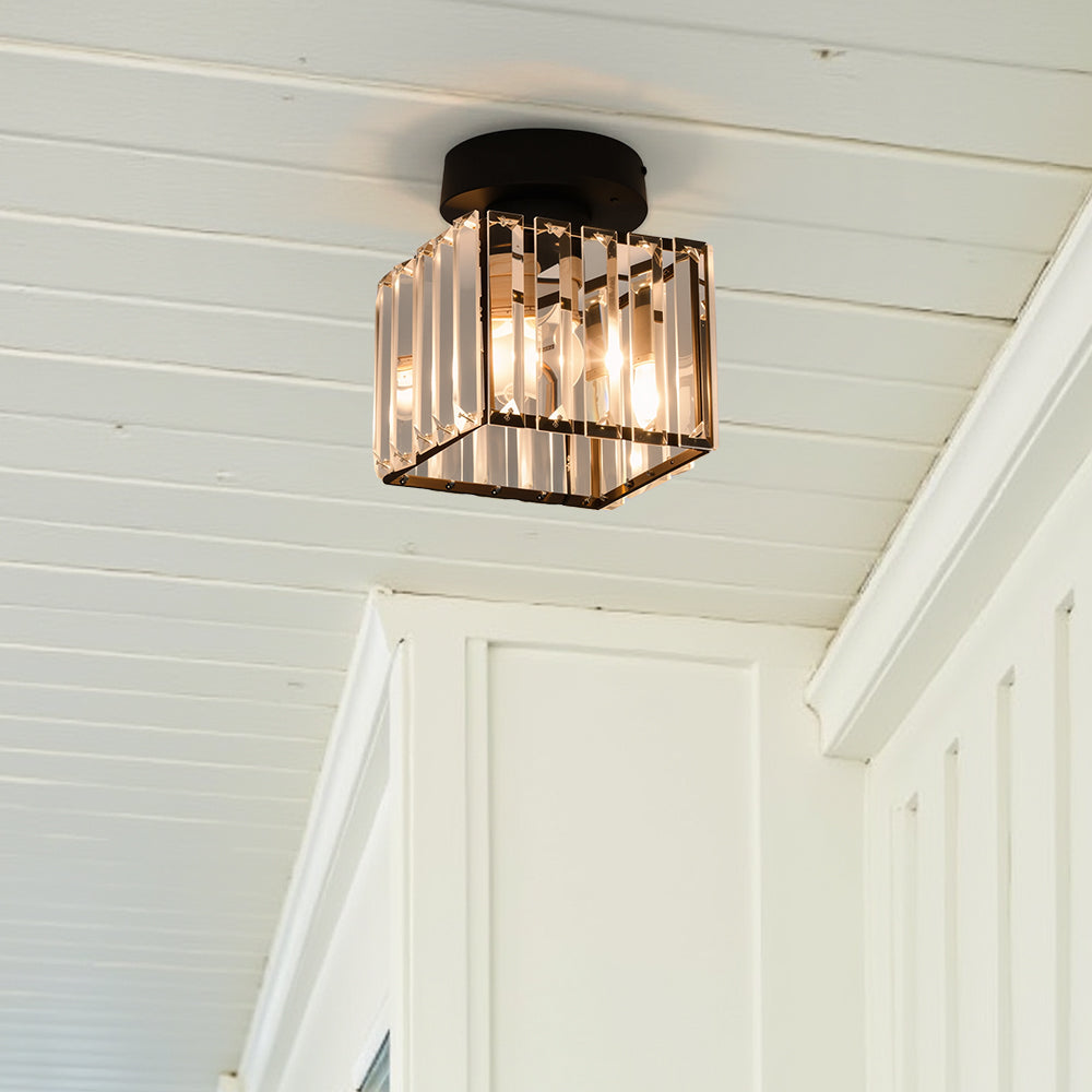 KristallÉtoile: Modern Ceiling Light Brass & Crystal – 1-Light, Easy to Care for Dining Room & Living Room