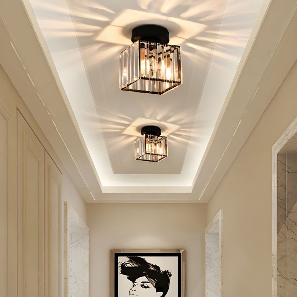 KristallÉtoile: Modern Ceiling Light Brass & Crystal – 1-Light, Easy to Care for Dining Room & Living Room