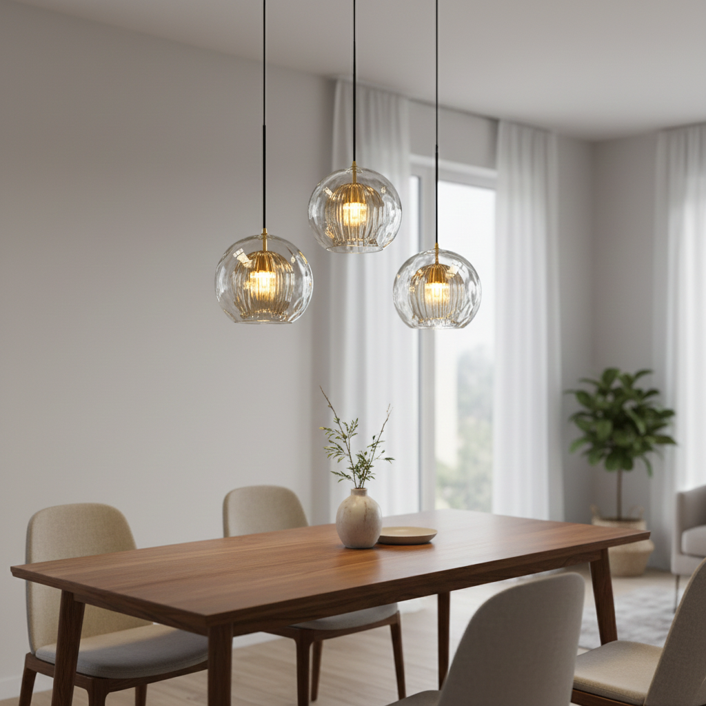Crystal Ball: Modern Glass Pendant Light in Spherical Shape – Decorative & Timeless for Living & Sleeping Areas