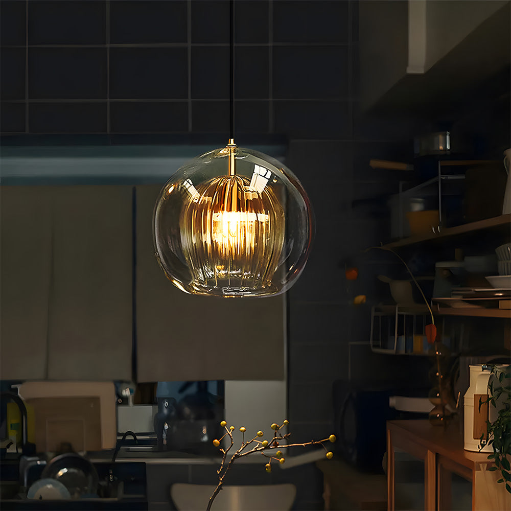 Crystal Ball: Modern Glass Pendant Light in Spherical Shape – Decorative & Timeless for Living & Sleeping Areas