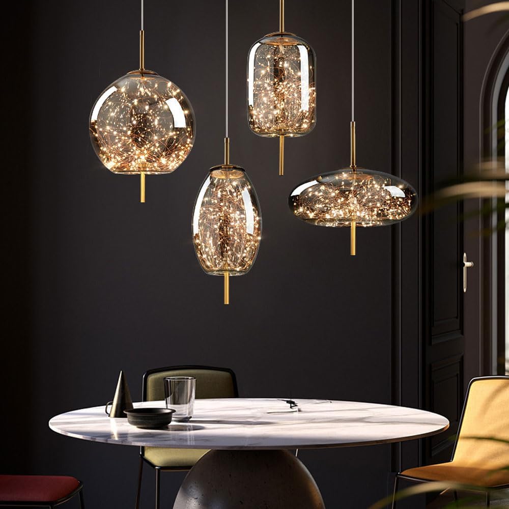 KristallNordic: Luxurious LED Pendant Light Glass – Stylish & Cozy for Kitchen & Dining Room