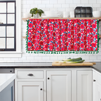KitchenBlossom: Curtains in Country Style with Floral Pattern & Tassels – Light Filtering for Cabinets & Kitchen Windows