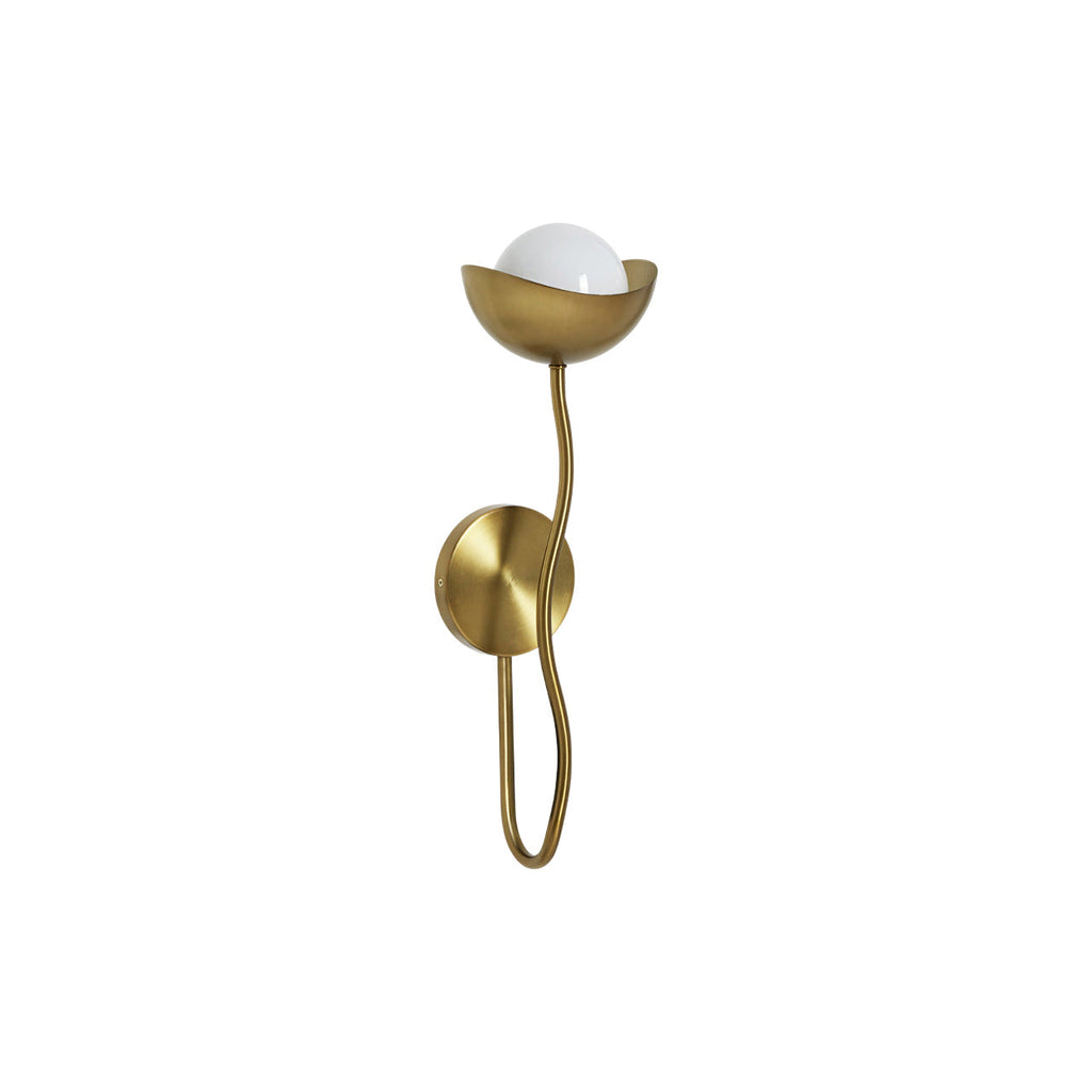 Curved Arm Opal Orb Wall Lamp