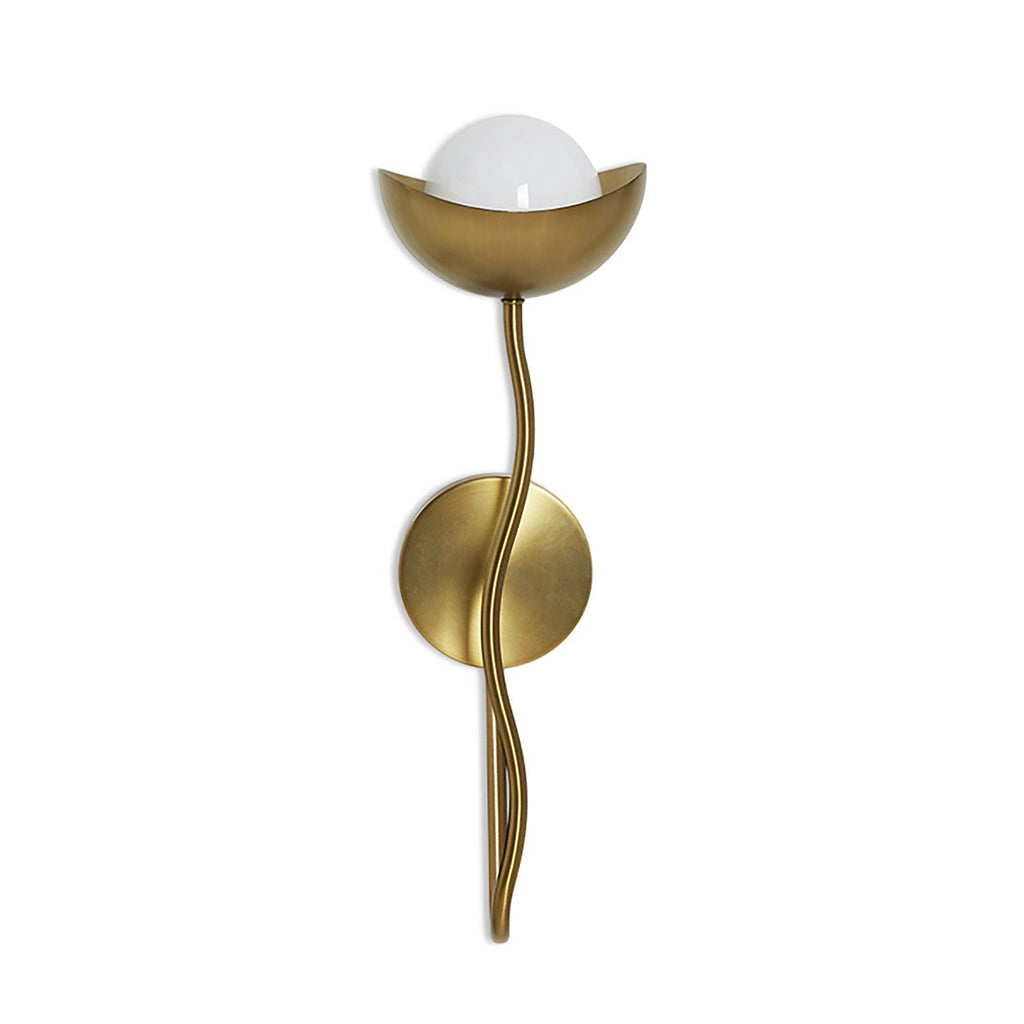 Curved Arm Opal Orb Wall Lamp