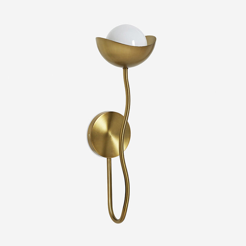Curved Arm Opal Orb Wall Lamp