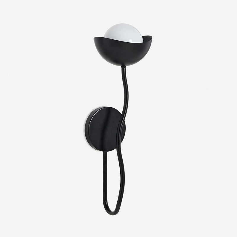 Curved Arm Opal Orb Wall Lamp