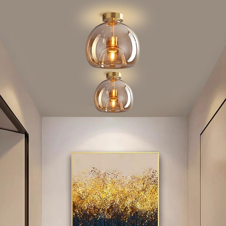 Copper Elegance: Modern Glass Ceiling Light with Copper Finish – Stylish & Decorative for Hallway & Living Room