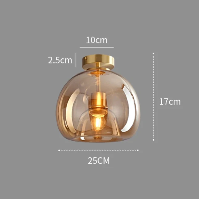 Copper Elegance: Modern Glass Ceiling Light with Copper Finish – Stylish & Decorative for Hallway & Living Room