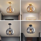 Copper Elegance: Modern Glass Ceiling Light with Copper Finish – Stylish & Decorative for Hallway & Living Room